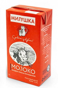 Молоко у/п Милушка м.д.ж. 3,2% ГОСТ 1л т/п 1*12