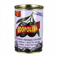 Маслины Coopoliva S с косточкой 280/320 300г ж/б 1*12